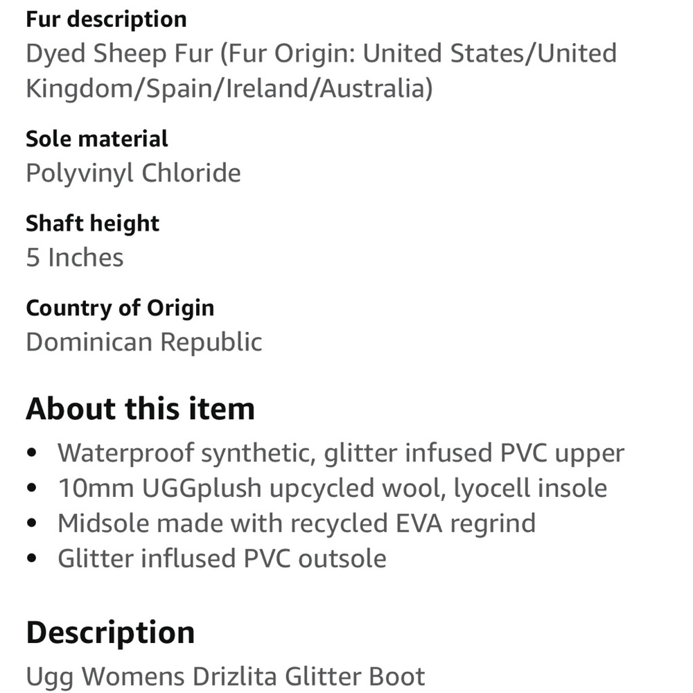 NWT UGG Drizlita Glitter Gray Rain Boots, size 6 - Picture 15 of 15